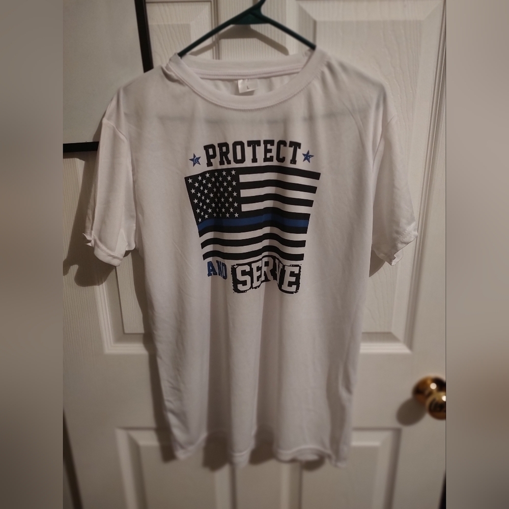 White 'Protect and Serve' T-Shirt